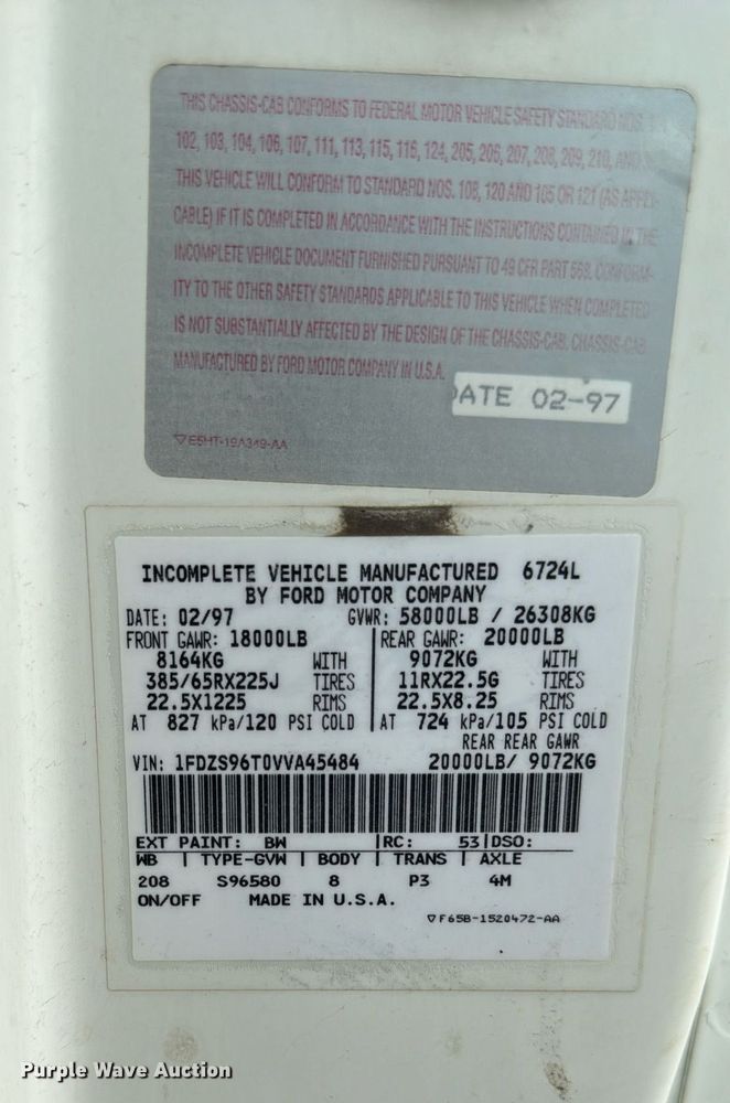 image for item EM2097 1997 Ford LT9513 dump truck