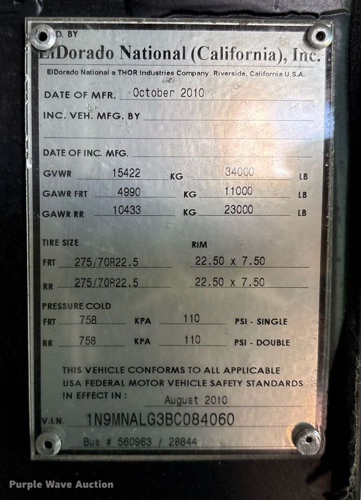 image for item EM2605 2011 ElDorado EZ-Rider II Max transit bus