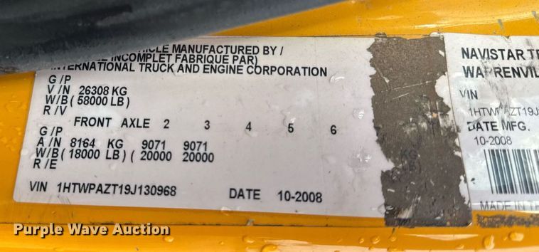 image for item EN4587 2009 International 7500 WorkStar dump truck