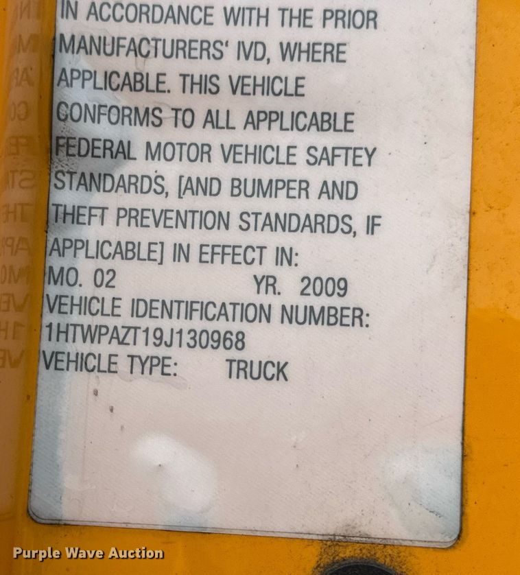 image for item EN4587 2009 International 7500 WorkStar dump truck