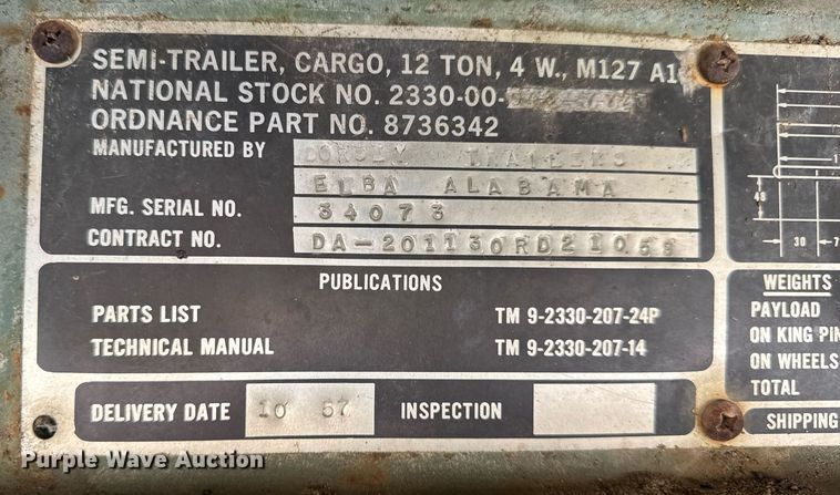 image for item EN4597 1957 Dorsey  flatbed trailer