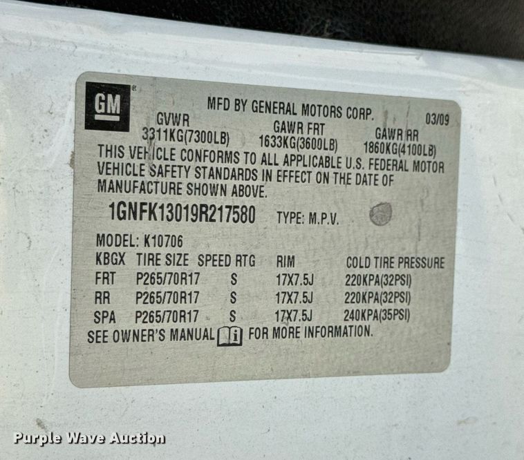 image for item EN4601 2009 Chevrolet  Tahoe Police SUV