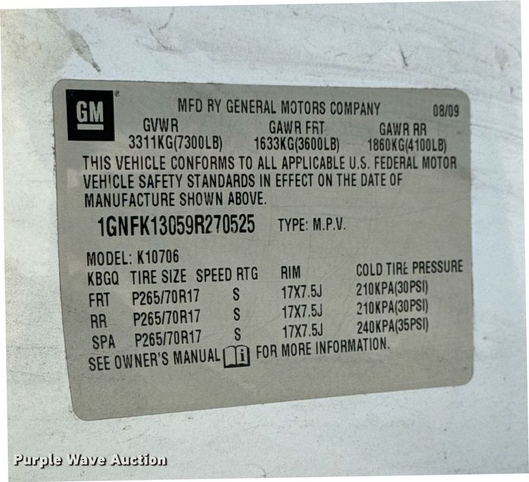 image for item EN4602 2009 Chevrolet  Tahoe Police SUV