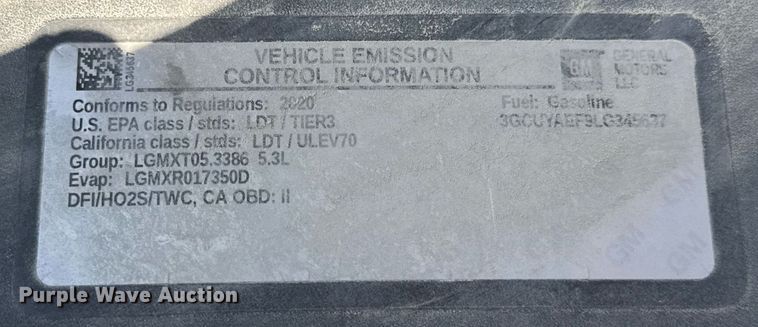 image for item EN4603 2020 Chevrolet  Silverado 1500 Crew Cab pickup truck