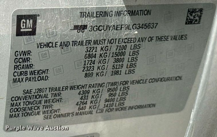 image for item EN4603 2020 Chevrolet  Silverado 1500 Crew Cab pickup truck