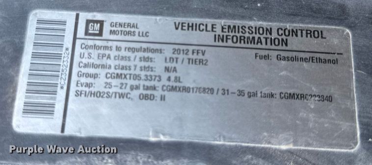 image for item EN4605 2012 Chevrolet  Silverado 1500 Ext. Cab pickup truck