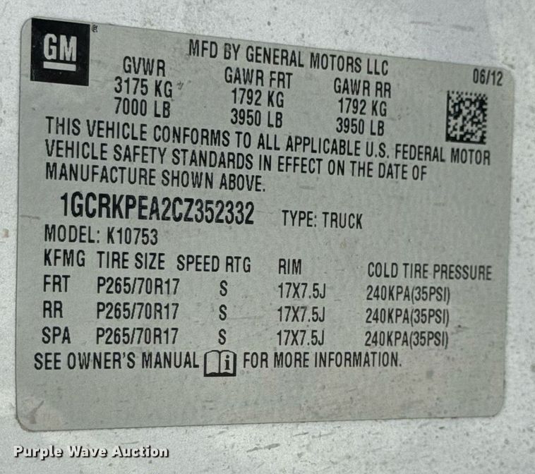 image for item EN4605 2012 Chevrolet  Silverado 1500 Ext. Cab pickup truck