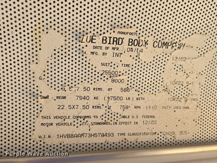 image for item EN8147 2005 Blue Bird school bus