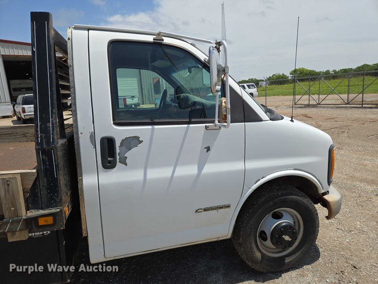 image for item EN8150 1999 Chevrolet Express 3500 dump flatbed pickup truck