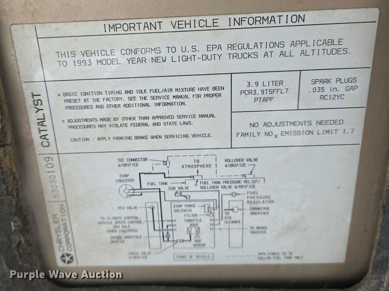 image for item EN8164 1993 Dodge Dakota pickup truck