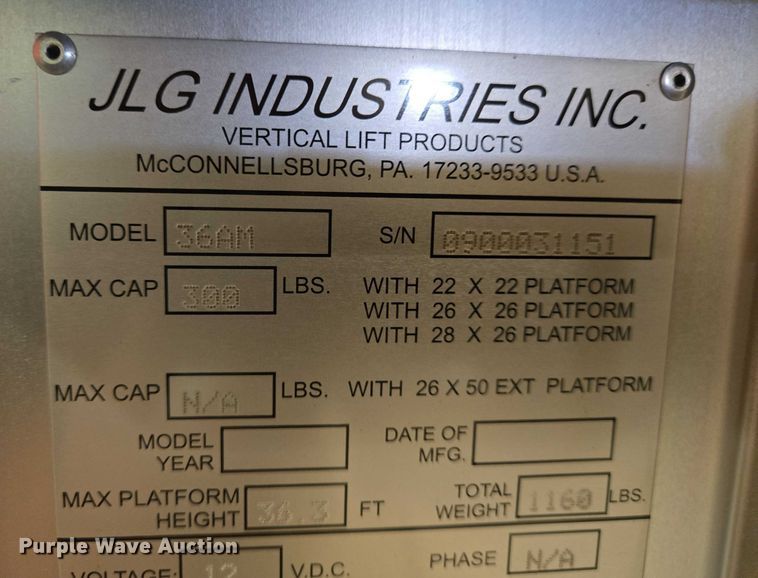 image for item EN8182 JLG 36AM vertical lift
