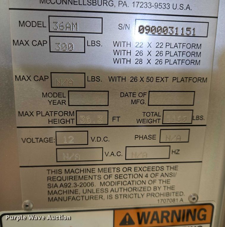 image for item EN8182 JLG 36AM vertical lift