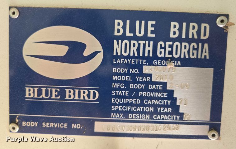 image for item EN8194 2010 Blue Bird Vision school bus