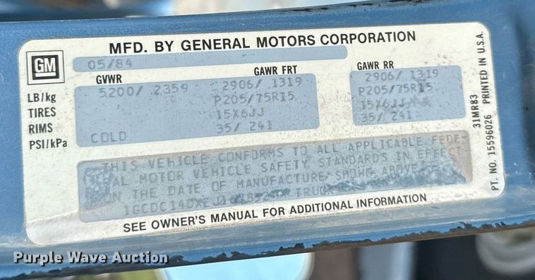 image for item ER2027 1984 Chevrolet C10 pickup truck