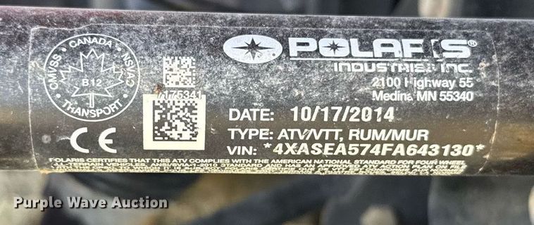 image for item ER2062 2015 Polaris Sportsman 570 EFI ATV