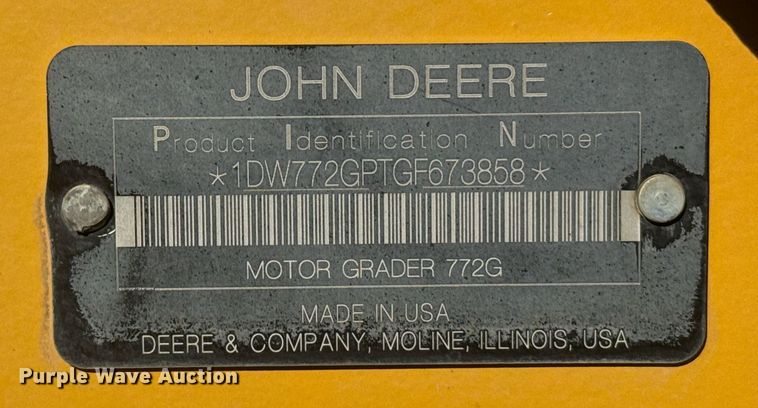 image for item ER2083 2016 John Deere 772GP motor grader
