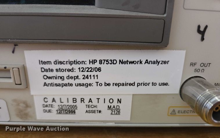 image for item ER5401 Hewlett Packard 8753D network analyzer