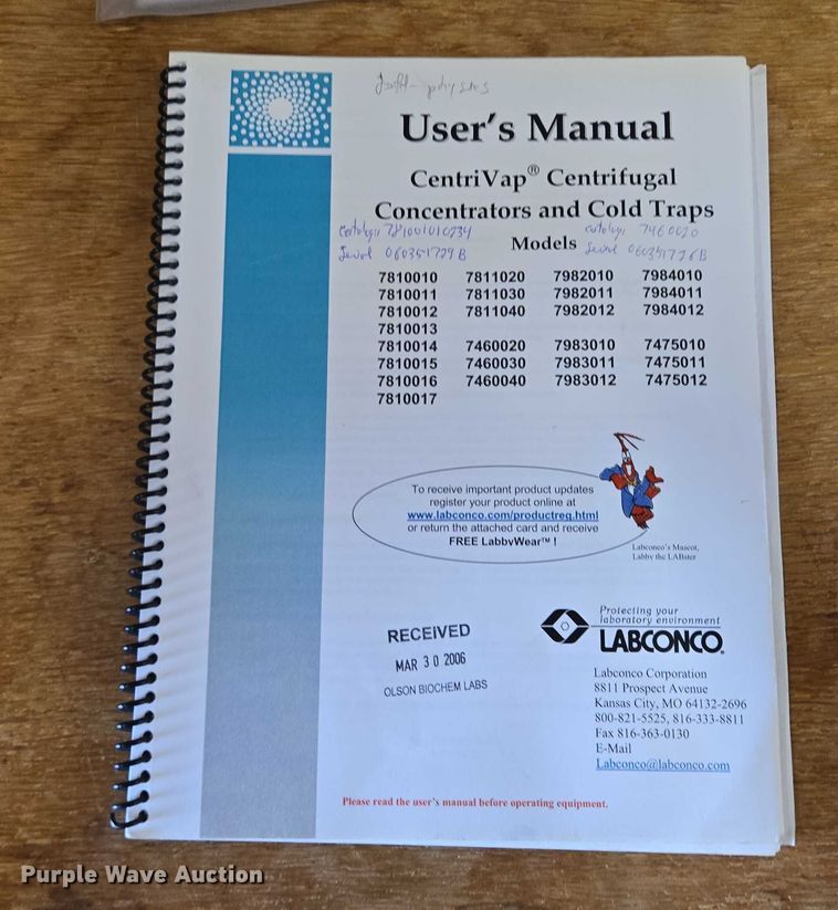 image for item ER5406 Labconco centrivap concentrator