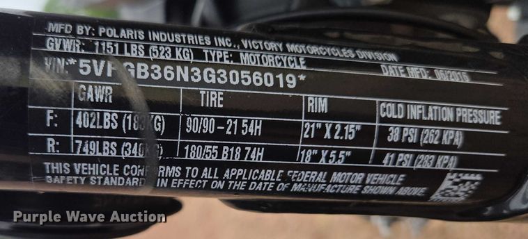 image for item ER5426 2016 Victory motorcycle