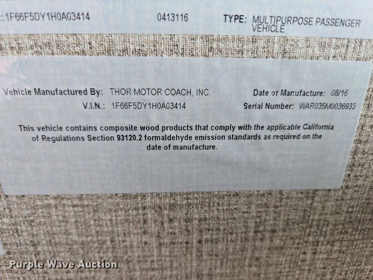 image for item ER5429 2017 Thor Motor Coach Stripped  RV