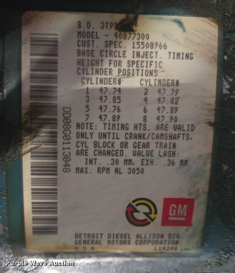 image for item ER5431 1985 GMC 7000 pumper fire truck