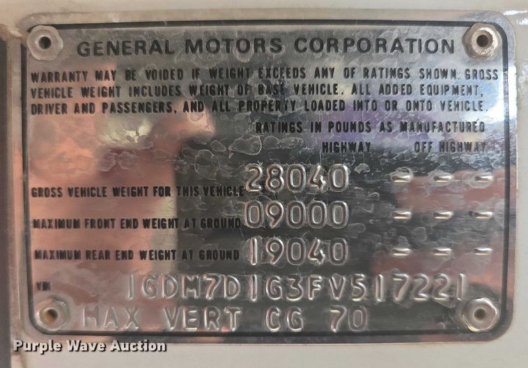 image for item ER5431 1985 GMC 7000 pumper fire truck