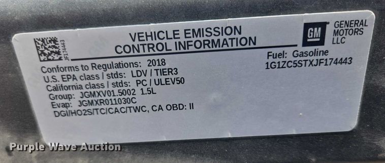 image for item ER5433 2018 Chevrolet Malibu 