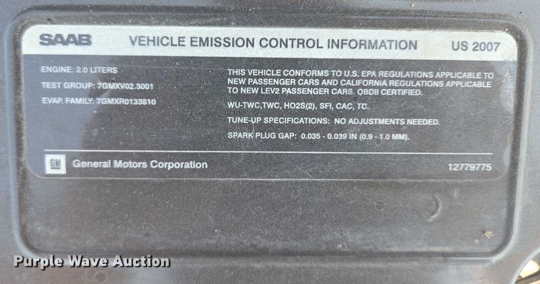 image for item ER5439 2007 Saab  9-3 