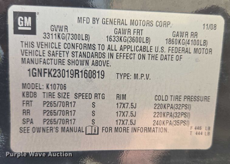 image for item ER5441 2009 Chevrolet Tahoe SUV