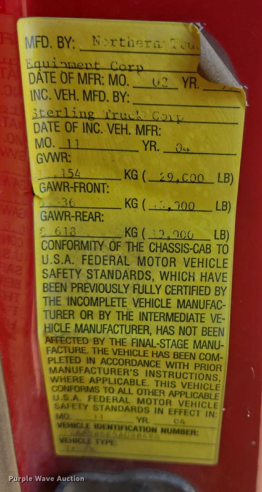 image for item ER5442 2005 Sterling L7500 dump truck