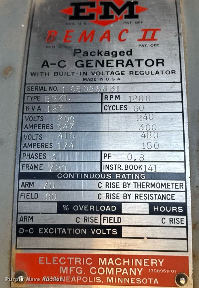 image for item FB9396 EM Bemac II generator
