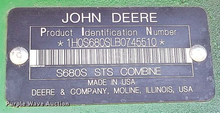 image for item DP5012 2012 John Deere S680 combine