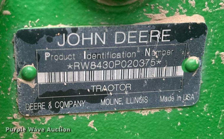image for item EG6597 2008 John Deere 8430 MFWD tractor