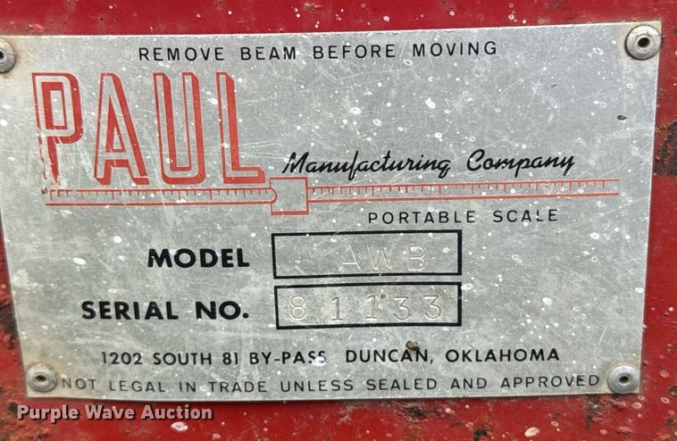 image for item EG6640 Paul AW livestock scale