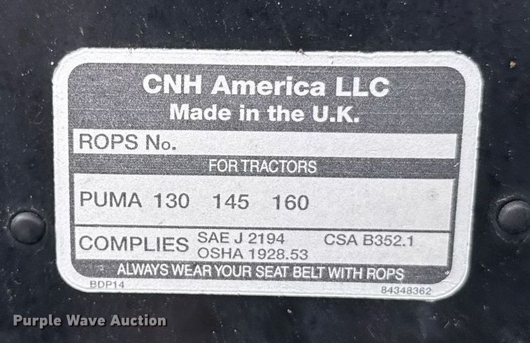 image for item EG6662 2013 Case IH Puma 160 MFWD tractor