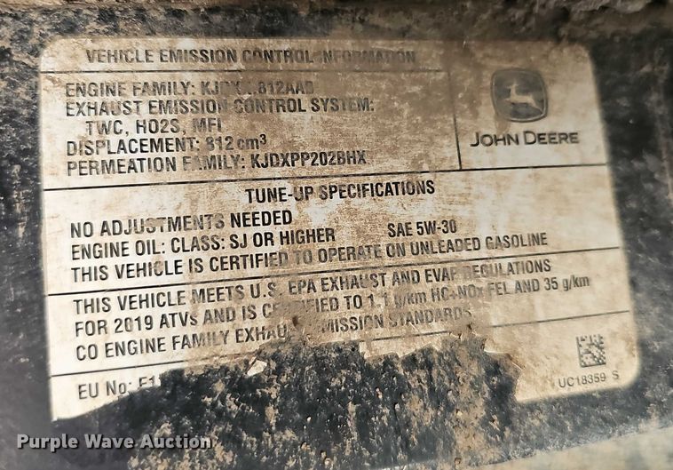 image for item EK5379 2019 John Deere XUV835M utility vehicle