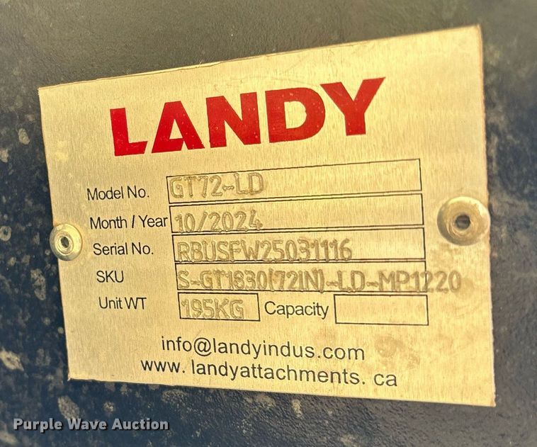 image for item EL2116 2024 Landy GT72-LD skid steer tiller