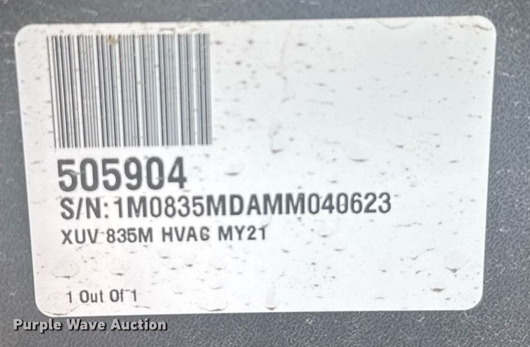 image for item ER2086 2021 John Deere Gator 835M utility vehicle