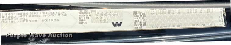 image for item DM1920 2007 Western Star 4900 semi truck