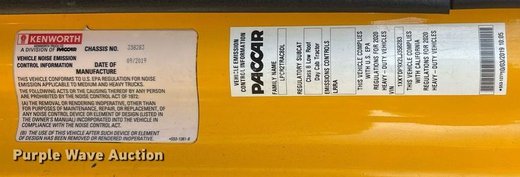 image for item DM1922 2020 Kenworth T680 semi truck