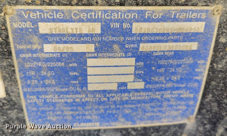 image for item DP4999 2006 Clement Starlite AR end dump trailer