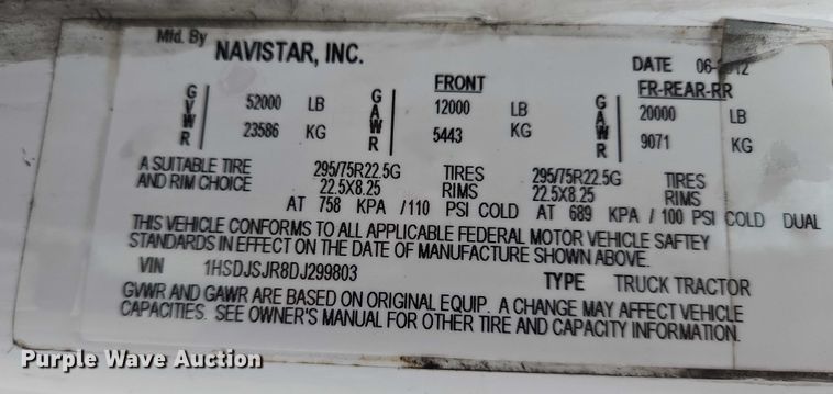 image for item DT4945 2013 International ProStar semi truck