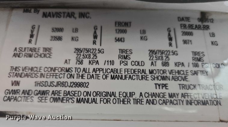 image for item DT4947 2013 International ProStar  semi truck