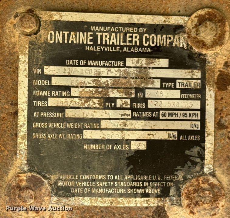 image for item DU9221 2005 Fontaine flatbed trailer