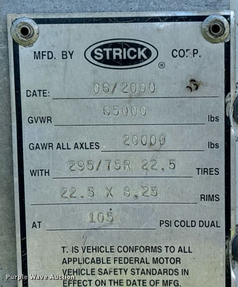 image for item DU9235 2000 Strick dry van trailer