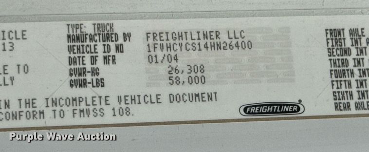 image for item DU9948 2004 Freightliner Business Class M2 flatbed truck