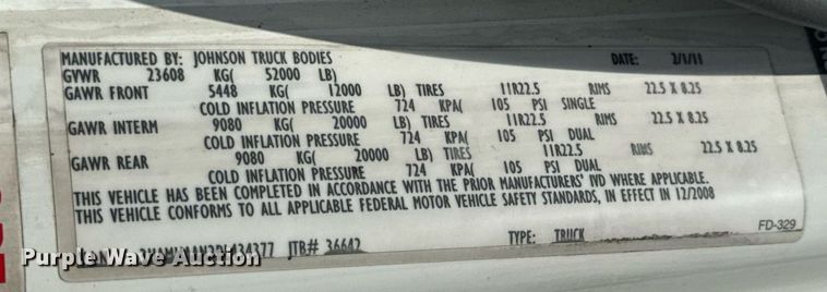 image for item DV4217 2011 International DuraStar 4300 truck cab and chassis