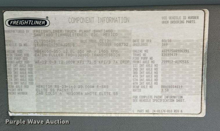 image for item DV4227 2009 Freightliner Columbia 120 semi truck