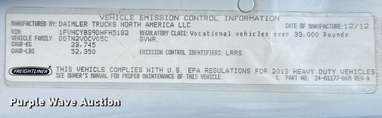 image for item DV4235 2013 Freightliner Business Class M2 106 truck cab and chassis