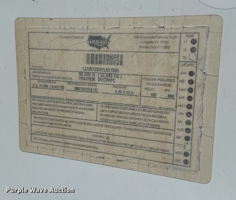 image for item DX5546 2014 Wabash DVCVHPC dry van trailer